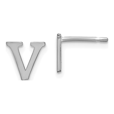 Sterling Silver Letter V Stud Earrings