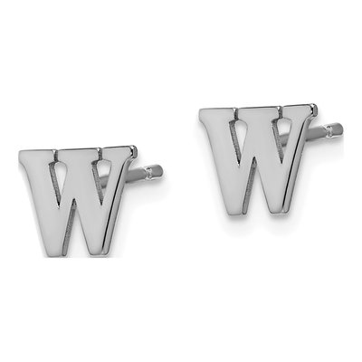 Sterling Silver Letter W Stud Earrings – view 2