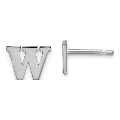 Sterling Silver Letter W Stud Earrings