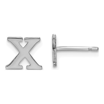 Sterling Silver Letter X Stud Earrings