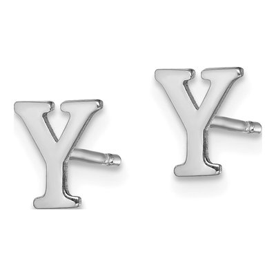 Sterling Silver Letter Y Stud Earrings – view 2