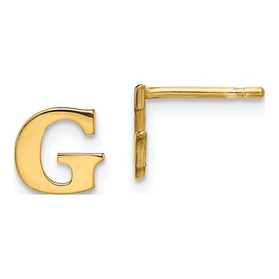 14K Yellow Gold Letter G Stud Earrings