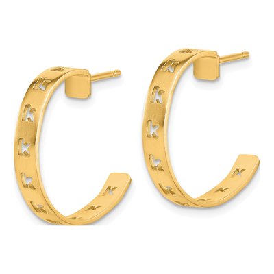 Gold-Plated Sterling Silver 21mm Personalized Initial Hoop Earrings – view 2