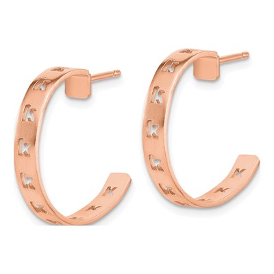 Rose Gold-Plated Sterling Silver Personalized Initial Hoop Earrings – view 2