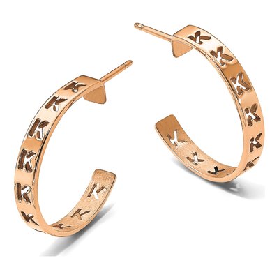 Rose Gold-Plated Sterling Silver Personalized Initial Hoop Earrings – view 4