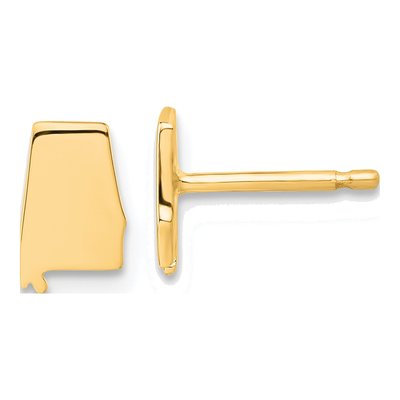 Gold-Plated Sterling Silver Alabama State Stud Earrings