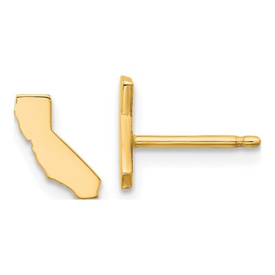 Gold-Plated Sterling Silver California State Stud Earrings