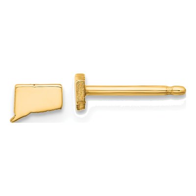 Gold-Plated Sterling Silver Connecticut State Stud Earrings