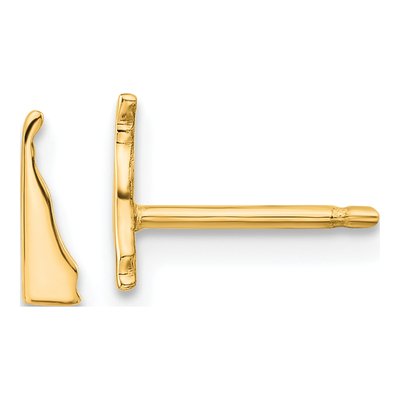 Gold-Plated Sterling Silver Delaware State Stud Earrings