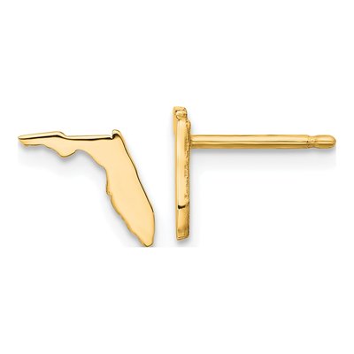 Gold-Plated Sterling Silver Florida State Stud Earrings