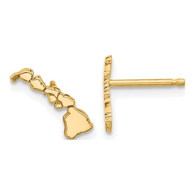 Gold-Plated Sterling Silver Hawaii State Stud Earrings
