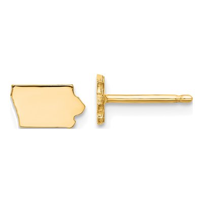 Gold-Plated Sterling Silver Iowa State Stud Earrings