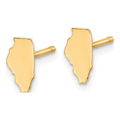 Gold-Plated Sterling Silver Illinois State Stud Earrings – view 2