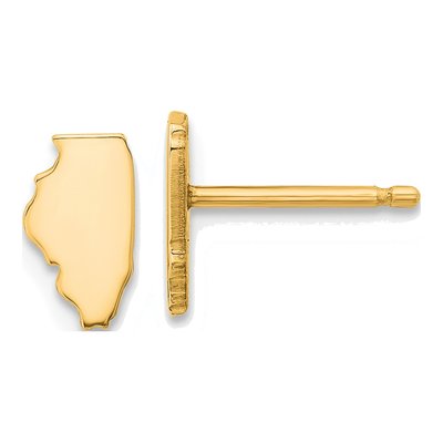 Gold-Plated Sterling Silver Illinois State Stud Earrings