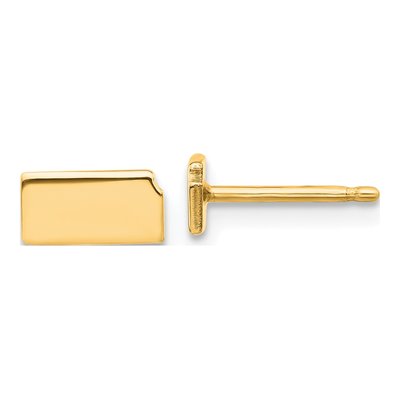 Gold-Plated Sterling Silver Kansas State Stud Earrings
