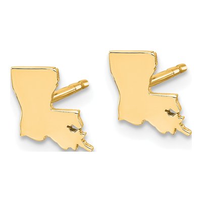 Gold-Plated Sterling Silver Louisiana State Stud Earrings – view 3