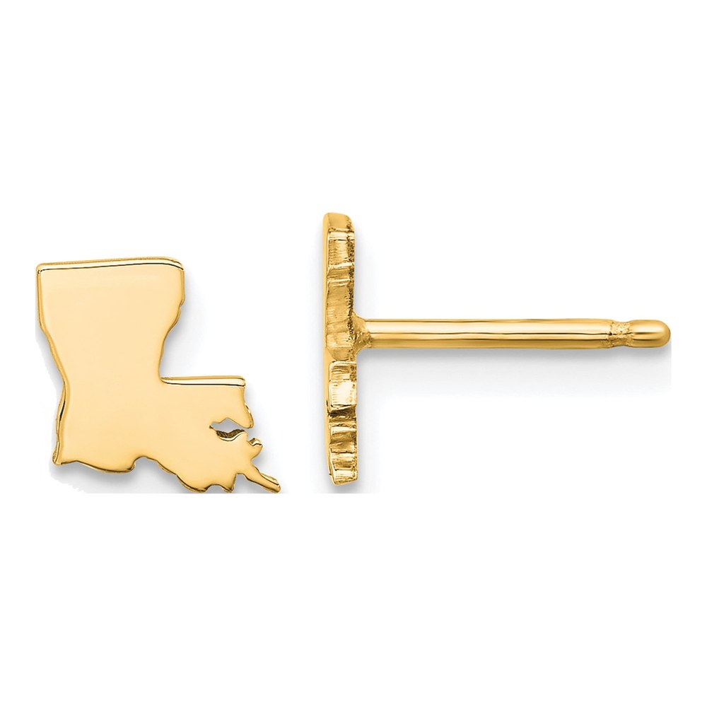 Gold-Plated Sterling Silver Louisiana State Stud Earrings