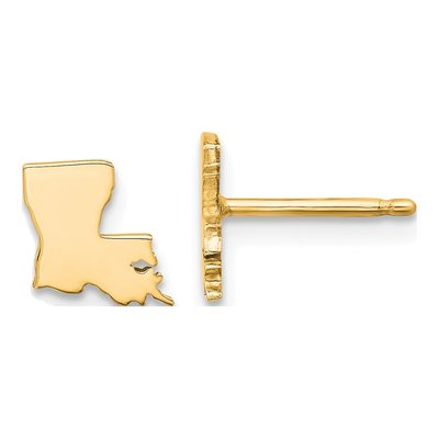 Gold-Plated Sterling Silver Louisiana State Stud Earrings