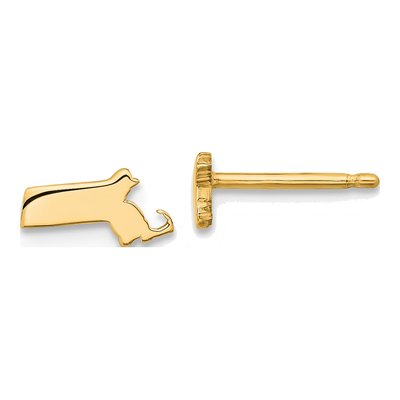 Gold-Plated Sterling Silver Massachusetts State Stud Earrings