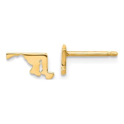 Gold-Plated Sterling Silver Maryland State Stud Earrings