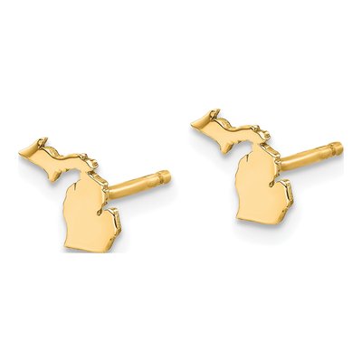 Gold-Plated Sterling Silver Michigan State Stud Earrings – view 2