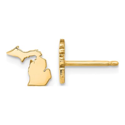 Gold-Plated Sterling Silver Michigan State Stud Earrings
