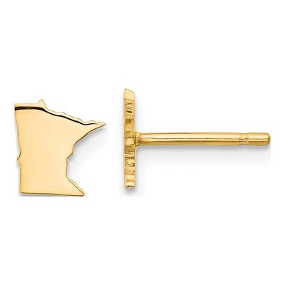Gold-Plated Sterling Silver Minnesota State Stud Earrings
