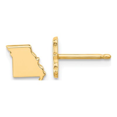 Gold-Plated Sterling Silver Missouri State Stud Earrings