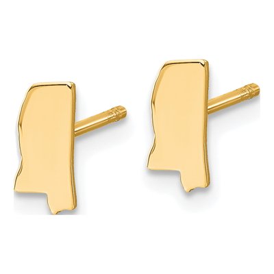 Gold-Plated Sterling Silver Mississippi State Stud Earrings – view 3