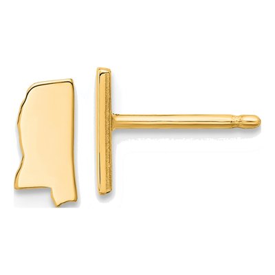 Gold-Plated Sterling Silver Mississippi State Stud Earrings