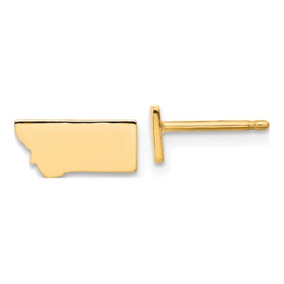 Gold-Plated Sterling Silver Montana State Stud Earrings