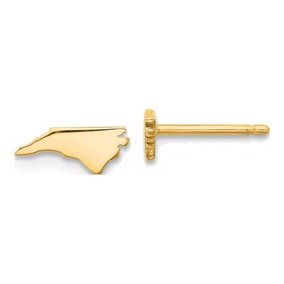 Gold-Plated Sterling Silver North Carolina State Stud Earrings