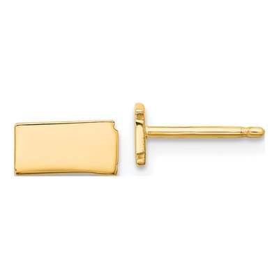 Gold-Plated Sterling Silver North Dakota State Stud Earrings