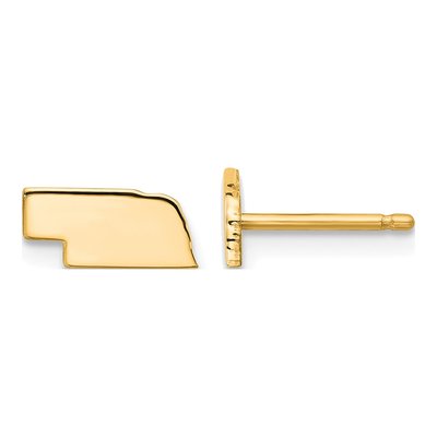 Gold-Plated Sterling Silver Nebraska State Stud Earrings