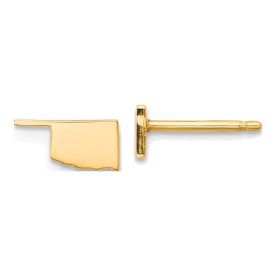 Gold-Plated Sterling Silver Oklahoma State Stud Earrings