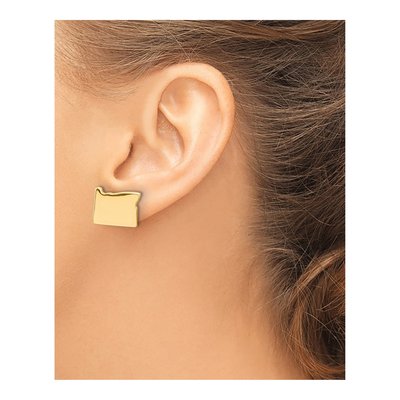 Gold-Plated Sterling Silver Oregon State Stud Earrings – view 3