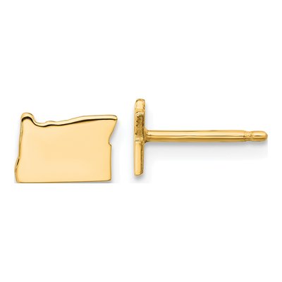 Gold-Plated Sterling Silver Oregon State Stud Earrings