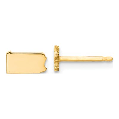 Gold-Plated Sterling Silver Pennsylvania State Stud Earrings