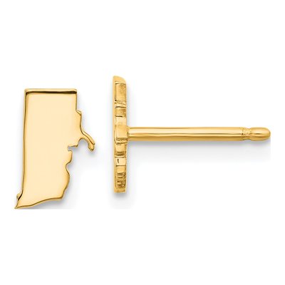 Gold-Plated Sterling Silver Rhode Island State Stud Earrings
