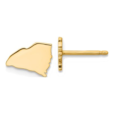 Gold-Plated Sterling Silver South Carolina State Stud Earrings