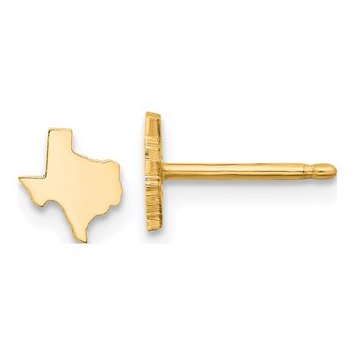Gold-Plated Sterling Silver Texas State Stud Earrings