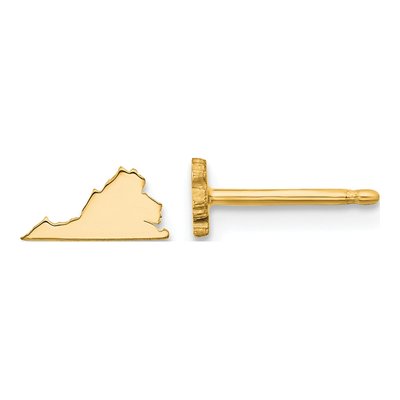 Gold-Plated Sterling Silver Virginia State Stud Earrings