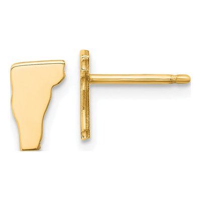 Gold-Plated Sterling Silver Vermont State Stud Earrings