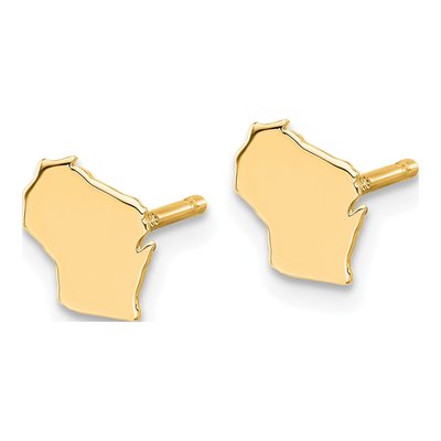 Gold-Plated Sterling Silver Wisconsin State Stud Earrings – view 2