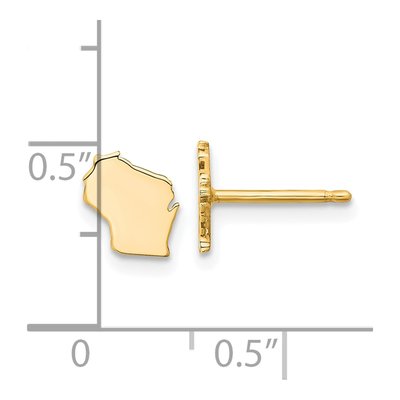 Gold-Plated Sterling Silver Wisconsin State Stud Earrings – view 4
