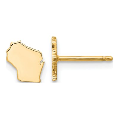Gold-Plated Sterling Silver Wisconsin State Stud Earrings