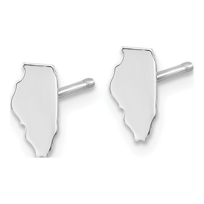 Sterling Silver Illinois State Stud Earrings – view 3