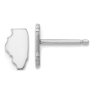 Sterling Silver Illinois State Stud Earrings