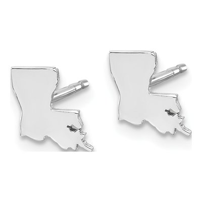 Sterling Silver Louisiana State Stud Earrings – view 3