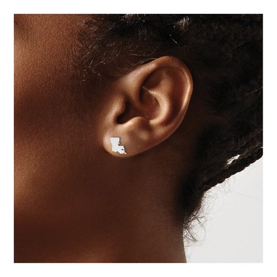Sterling Silver Louisiana State Stud Earrings – view 4
